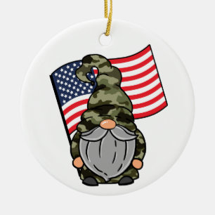 USA Military Gnome Ceramic Tree Decoration
