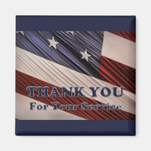 USA Military Veterans Patriotic Flag Thank You Magnet