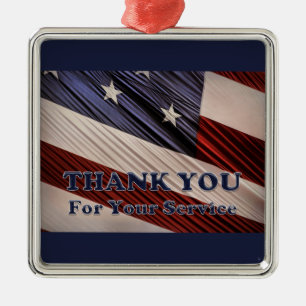 USA Military Veterans Patriotic Flag Thank You Metal Tree Decoration