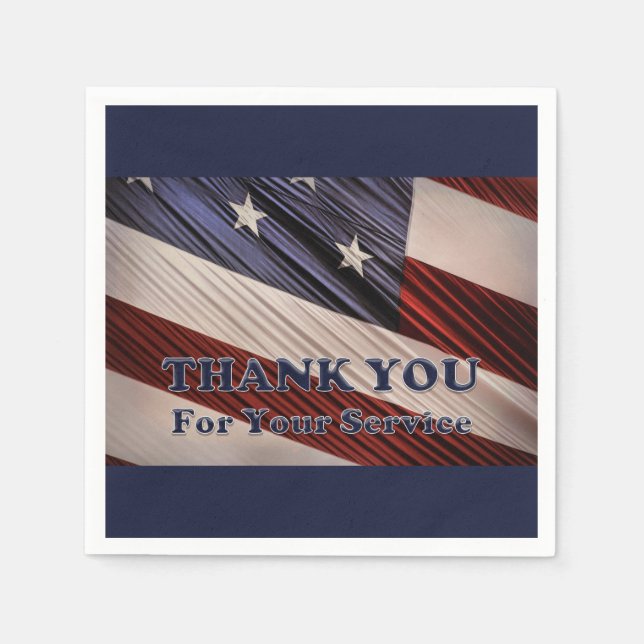USA Military Veterans Patriotic Flag Thank You Napkin (Front)