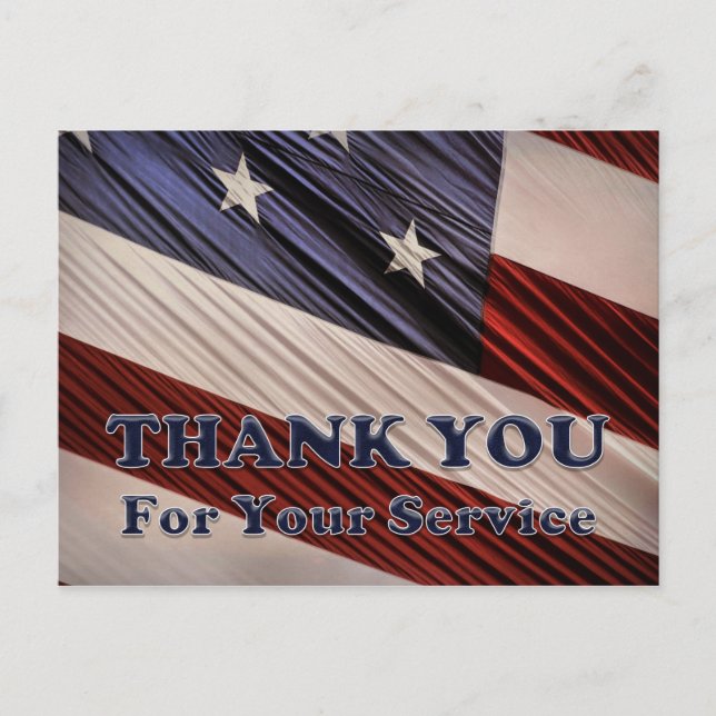 USA Military Veterans Patriotic Flag Thank You Postcard (Front)