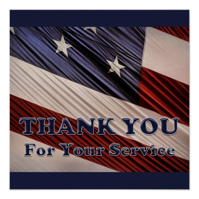 USA Military Veterans Patriotic Flag Thank You Poster (Front)