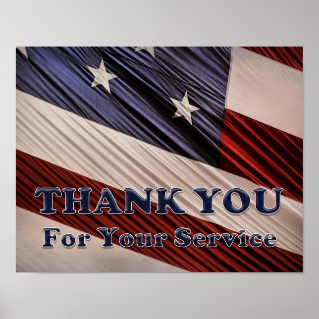 USA Military Veterans Patriotic Flag Thank You Poster (Front)
