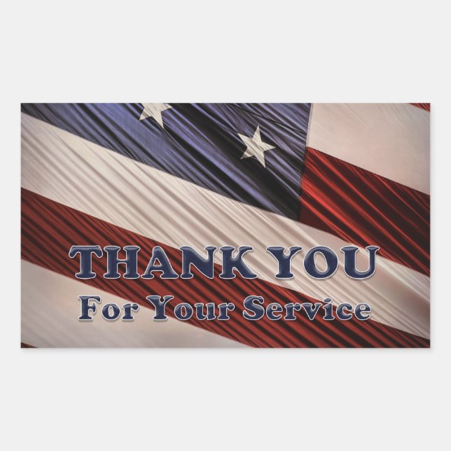 USA Military Veterans Patriotic Flag Thank You Rectangular Sticker (Front)