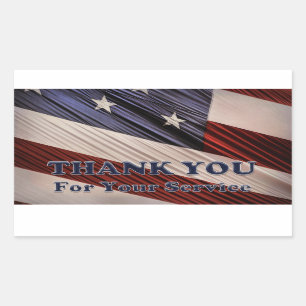 USA Military Veterans Patriotic Flag Thank You Rectangular Sticker
