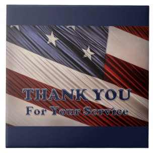 USA Military Veterans Patriotic Flag Thank You Tile