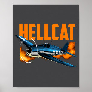 Usa Military Warbird Airplane Hellcat Wwii Vintage Poster