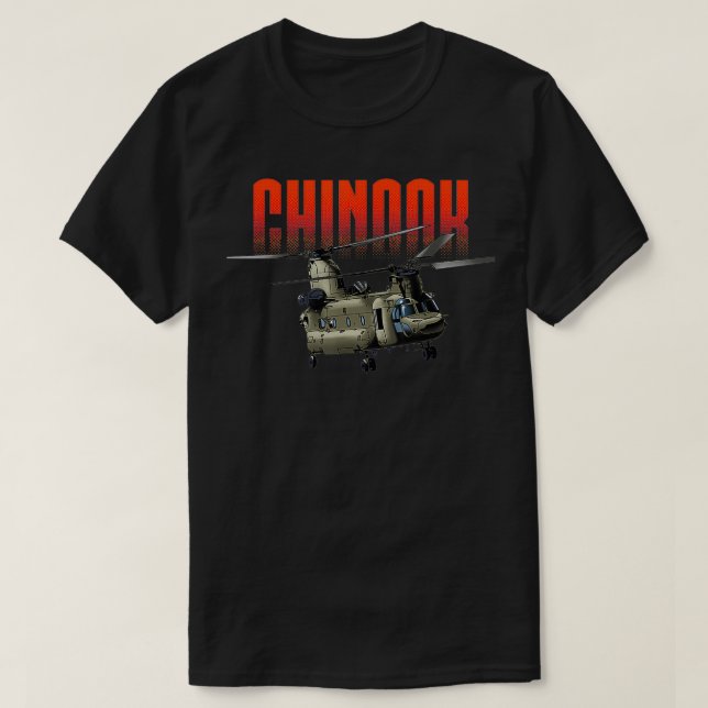 USA Military Warbird Helicopter Chinook  T-Shirt (Design Front)