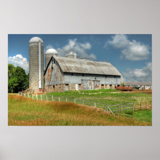 USA, Minnesota Barn And Silo Poster (Front)