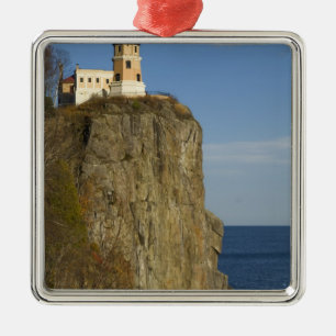 USA, Minnesota. Split Rock Lighthouse on Lake Metal Tree Decoration