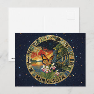 USA Minnesota state symbols Postcard