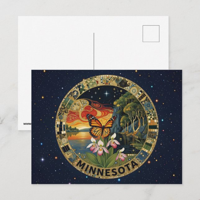 USA Minnesota state symbols Postcard (Front/Back)