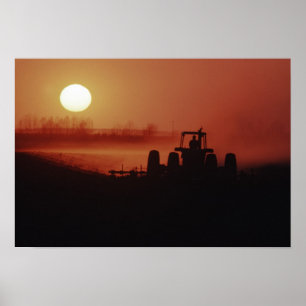 USA, Mississippi, discing cotton field Poster