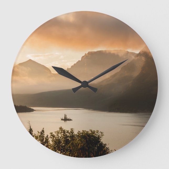 USA, Montana, Glacier National Park. Sunrise Large Clock (Front)