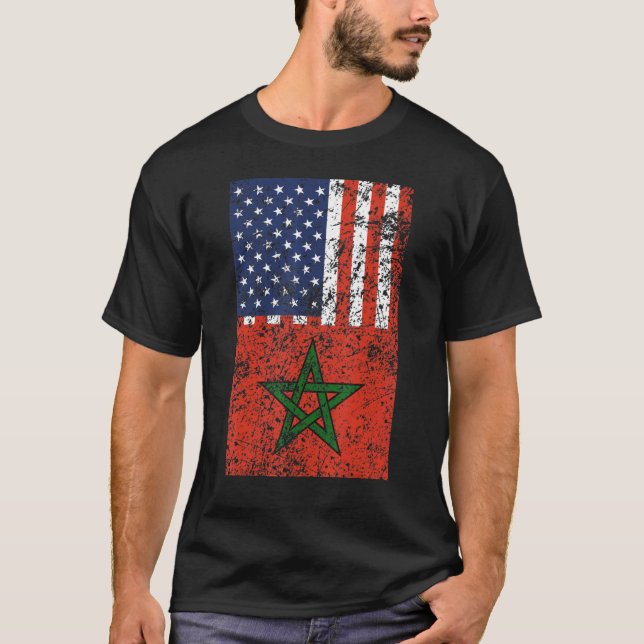 Usa Morocco Roots Moors Peace Moorish Moroccan Ame T-Shirt (Front)