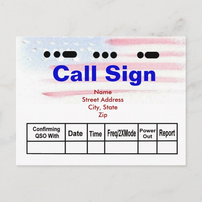 USA Morse Code & Watercolor Flag QSL Cards (Front)