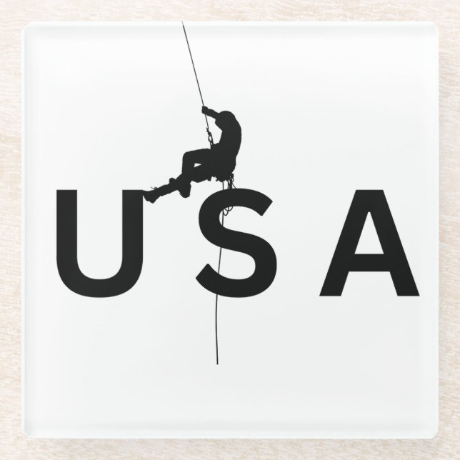 USA mountain climbing Glass Coaster (Front)