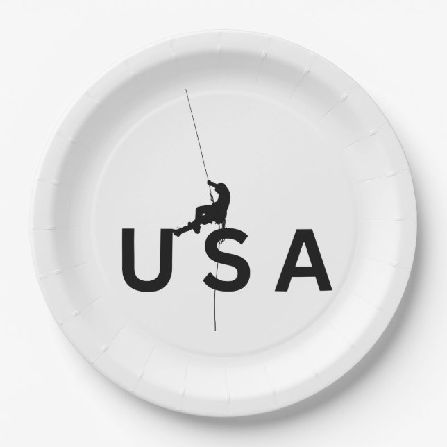 USA mountain climbing Paper Plate (Front)