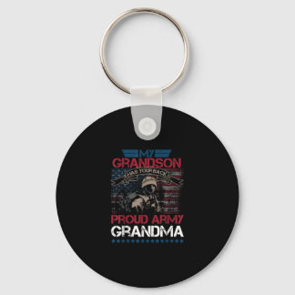 USA My Grandson Has Your Back Proud Army Grandma Key Ring