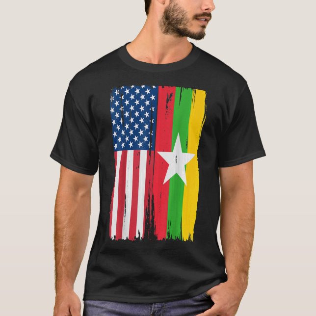 USA Myanmar Flag TShirt304 T-Shirt (Front)