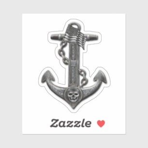 USA, nautical pirate skull anchor design   