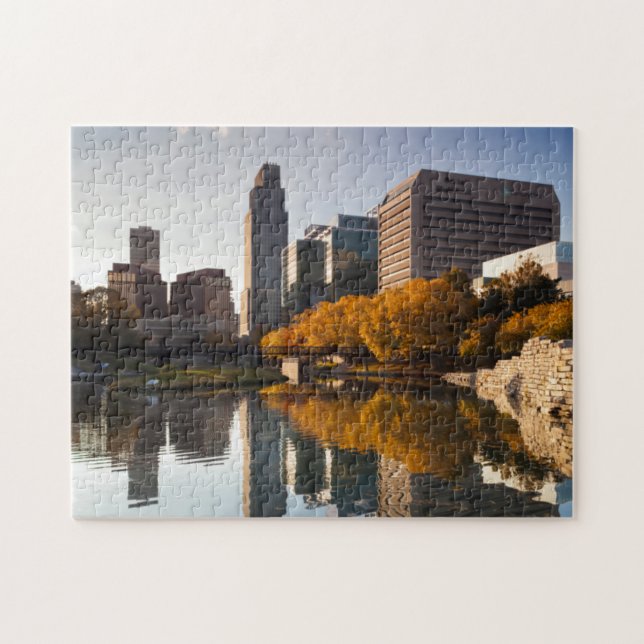 USA, Nebraska, Omaha, Gene Leahy Mall, Skyline Jigsaw Puzzle (Horizontal)