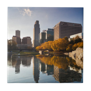 USA, Nebraska, Omaha, Gene Leahy Mall, Skyline Tile