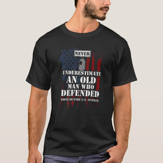 USA Never Underestimate An Old Man Who Defended  V T-Shirt (Front)