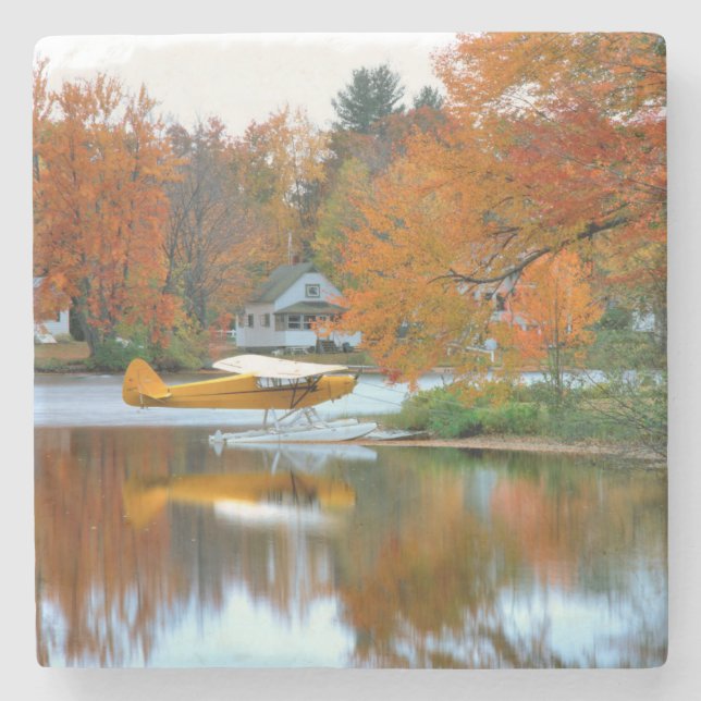 USA, New England, New Hampshire. Float Plane Stone Coaster (Front)