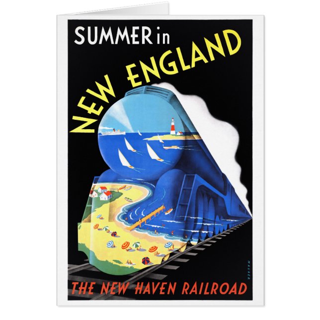 USA New England Vintage Travel Poster Restored (Front)