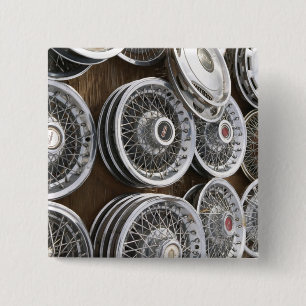 USA, New Mexico, Prewitt: Auto Hubcaps / Rt. 66 15 Cm Square Badge