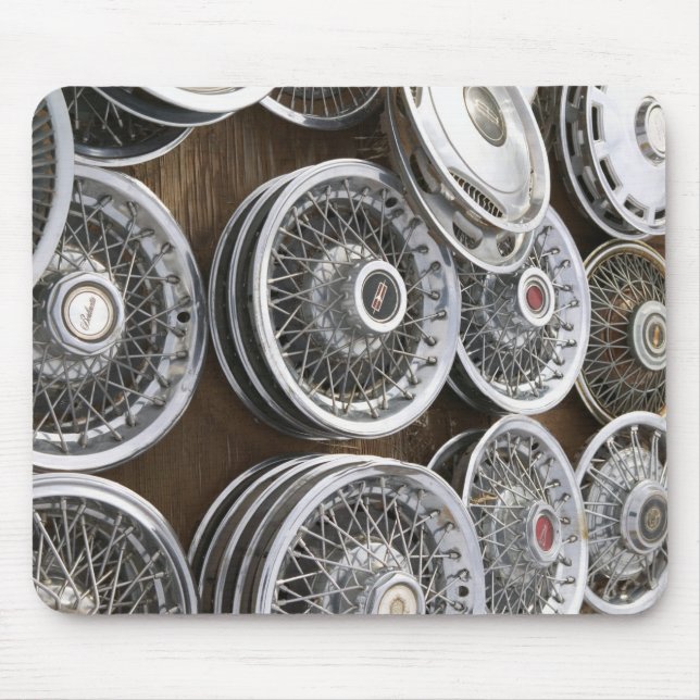 USA, New Mexico, Prewitt: Auto Hubcaps / Rt. 66 Mouse Mat (Front)