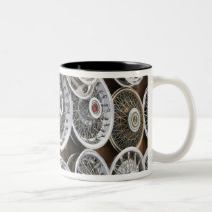 USA, New Mexico, Prewitt: Auto Hubcaps / Rt. 66 Two-Tone Coffee Mug