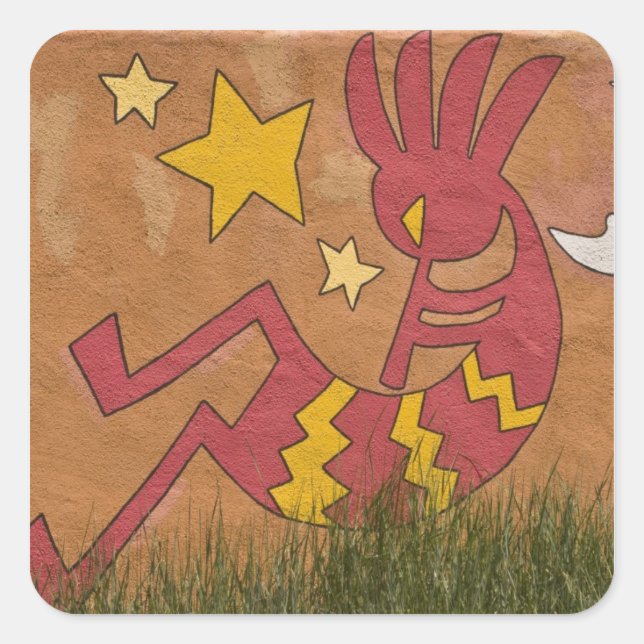 USA, New Mexico, Santa Fe. Wall mural of a Square Sticker (Front)