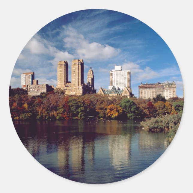 USA, New York City, Central Park, Lake Classic Round Sticker (Front)