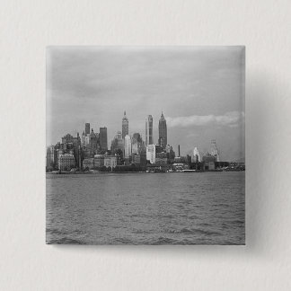 USA New York City Manhattan skyline B&W 15 Cm Square Badge