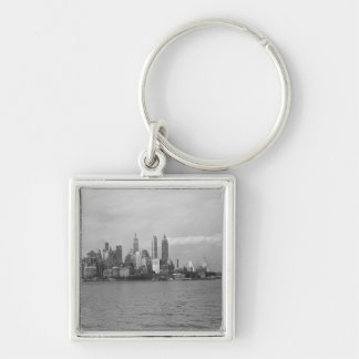USA New York City Manhattan skyline B&W Key Ring