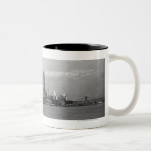 USA New York City Manhattan skyline B&W Two-Tone Coffee Mug