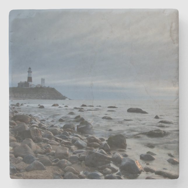 USA, New York, East Hampton. Montauk Point Stone Coaster (Front)