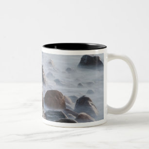 USA, New York, East Hampton. Ocean surf at Two-Tone Coffee Mug