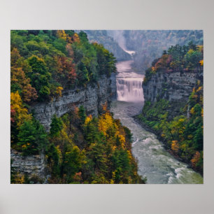 USA, New York, Letchworth State Park. River and Poster