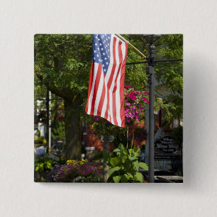USA, New York, Lewiston. American flag attached 15 Cm Square Badge