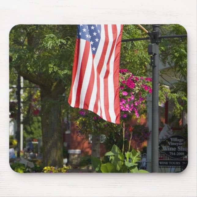 USA, New York, Lewiston. American flag attached Mouse Mat (Front)