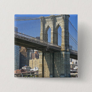 USA, New York, New York City. Brooklyn Bridge 15 Cm Square Badge