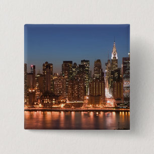 USA, New York, New York City, Manhattan: Aerial 15 Cm Square Badge