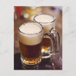 USA, New York, New York City, Two beers on bar Postcard