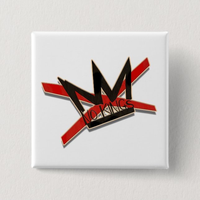 USA No Kings Protest Typography Statement 15 Cm Square Badge (Front)
