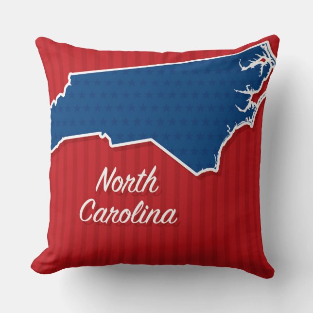 USA North Carolina State Stars and Stripes Map Cushion (Front)