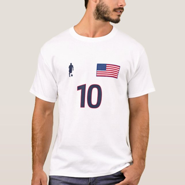 USA Nr. 10 - Soccer Team - Jersey Style - USA Flag T-Shirt (Front)