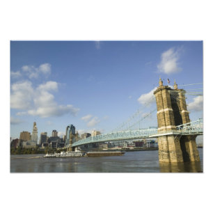 USA, Ohio, Cincinnati: Roebling Suspension 2 Photo Print